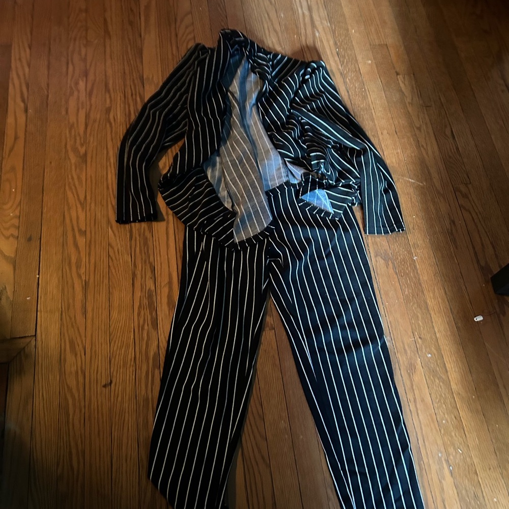 SHEIN Black and White Striped Jumpsuit